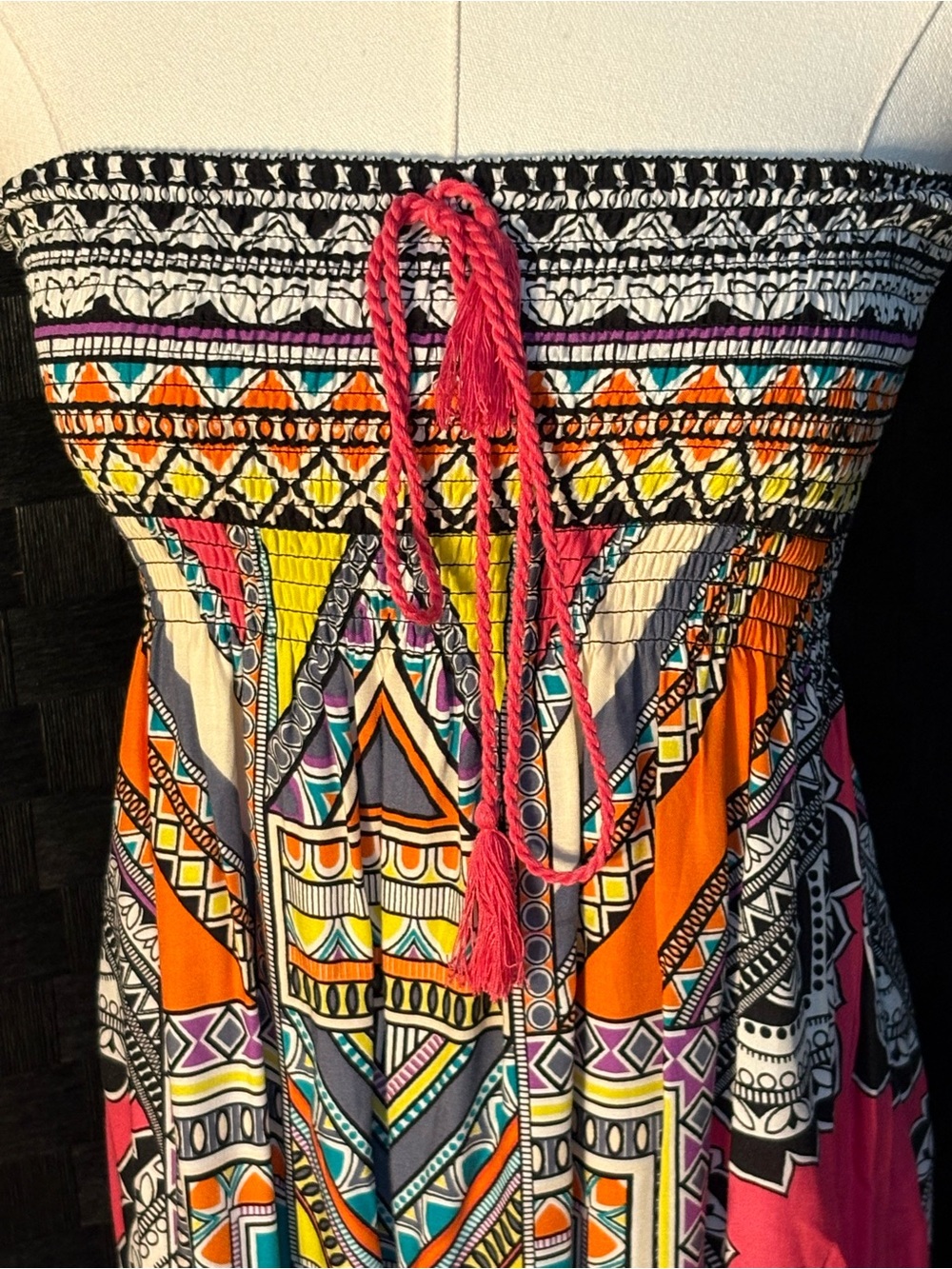 Flying Tomato Printed Strapless Maxi Dress Tribal Geometric Festival Boho - Picture 2 of 5